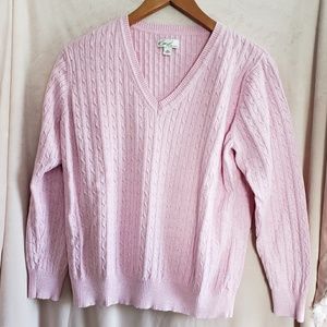 Kim Rogers Long Sleeved V-Neck Cable Sweater